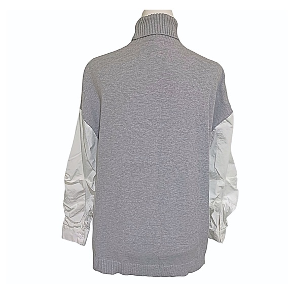 NEW Nova Vintage Turtleneck Grey Turtleneck Sweater White Colton Sleeves Size M - Picture 11 of 14